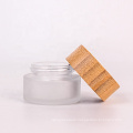 20g  Empty Refillable Clear Glass Makeup Cosmetic Cream Container with Bamboo Lids